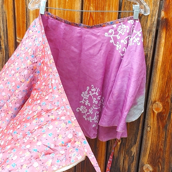 100% silk mini floral wrap skirt - Picture 10 of 13